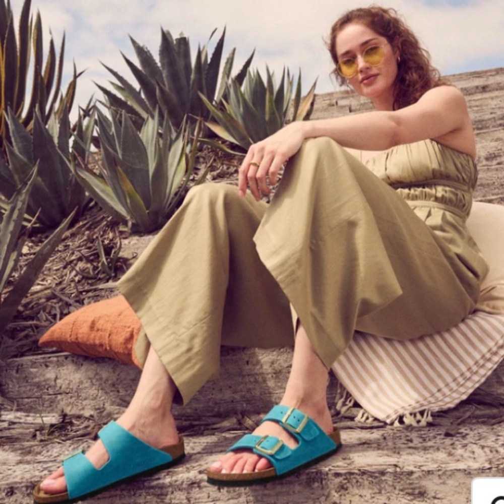 ☀️Birkenstock Arizona 6 Turquoise Patent Leather Sandals with Double Straps ☀️ - Picture 7 of 12